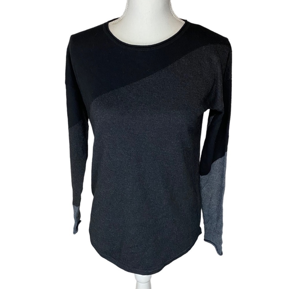 Smartwool Women's Shadow Pine Colorblock Sweater Charcoal Heather XS
